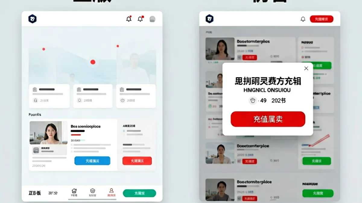 对比图展示第一会所网址SIS001正版页面与仿冒钓鱼站的界面差异，帮助新手识别真假
