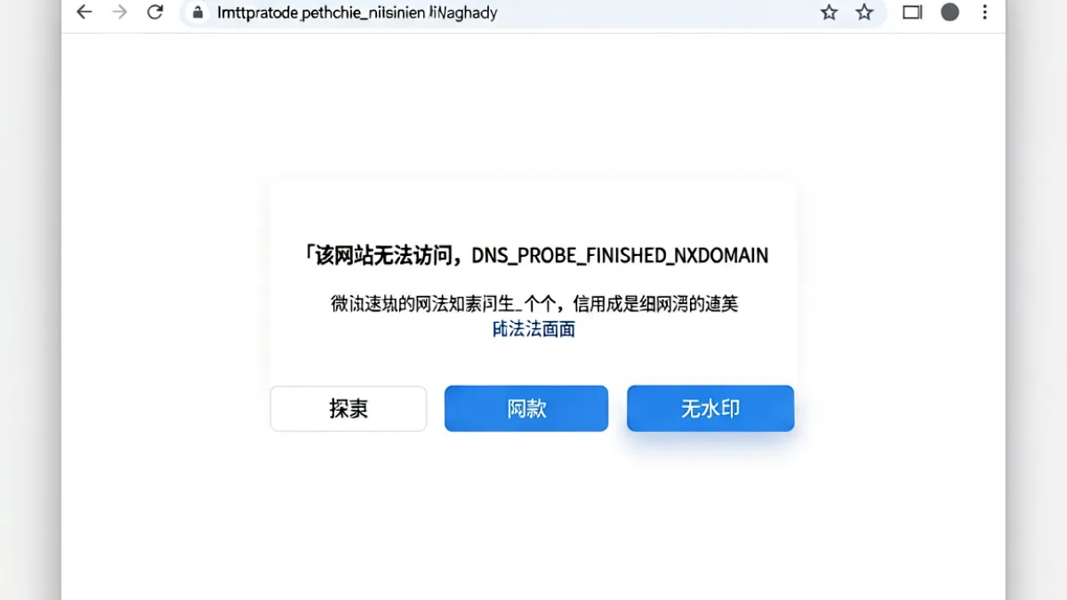 浏览器显示DNS解析失败报错界面，提示用户第一会所网址SIS001旧地址已失效需更新
